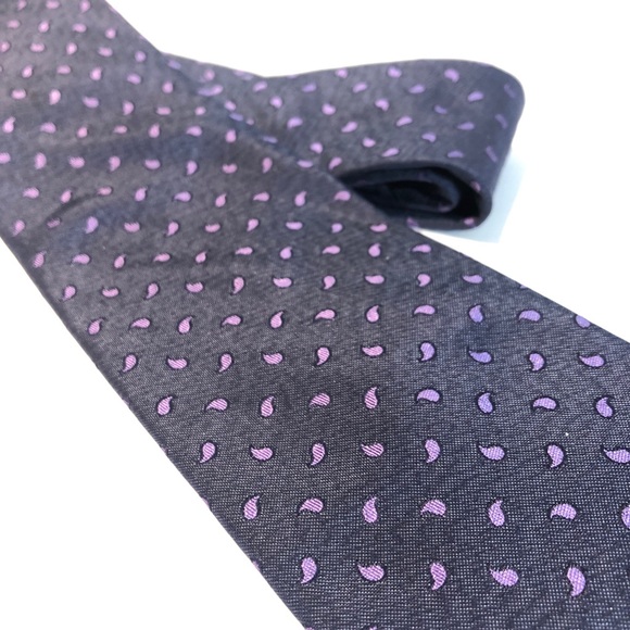 Michael Kors 100% Silk Tie Paisley Blue Purple - Picture 2 of 4